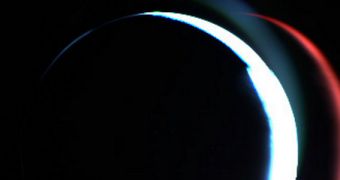 The Martian crescent, as seen from the ESA Rosetta spacecraft (click for higher resolution)