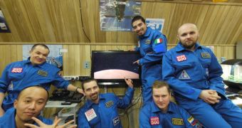This photo shows the Mars 500 crew
