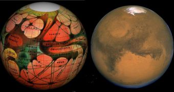 An 117-years-old map is compared with a modern view of the Red Planet