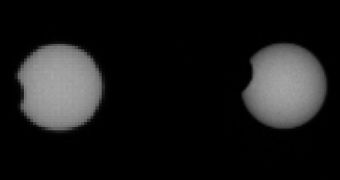 Images of a partial solar eclipse, captured by Curiosity from inside Gale Crater