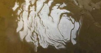 A rendition of Mars' north polar ice cap