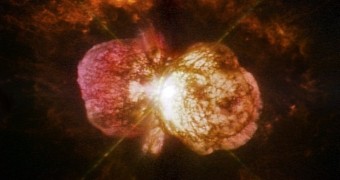 When erupting in the 1840s, Eta Carinae birthed the Homunculus Nebula