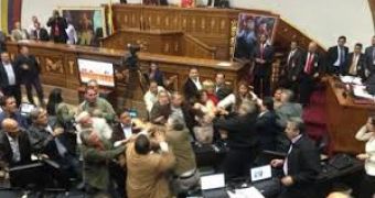 A fight breaks out in the Venezuelan parliament