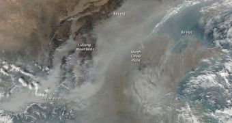 Aqua - MODIS image of the haze cloud over eastern China