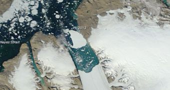Massive Iceberg from Greenland Moves Down Fjord