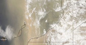 Massive sand storm imaged over North Africa. Click for full resolution