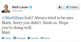 Matt Lauer shuts down rumor he’s “not nice” to interns on Twitter