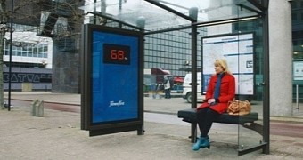 This public bench displays people's weight