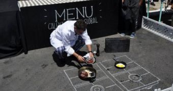 The WWF serves people in Paraguay meat and eggs cooked on hot pavement