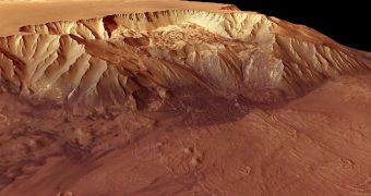 Melas Chasma is part of the huge Valles Marineris rift valley on Mars