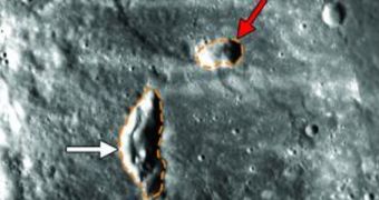 (a) Two pyroclastic vents on the floor of Mercury’s Kipling crater; (b) false-color image of the same vents, showing pyroclastic material ins brownish red