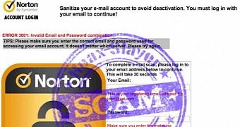Phishing page sporting Symantec graphics to increase trust