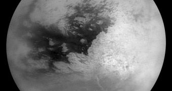 This image mosaic shows the largest Saturnine moon, Titan