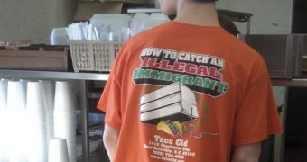 "How to catch an illegal immigrant," a Taco Cid Mexican food T-shirt reads