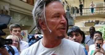 Mickey Rourke in Moscow, in the latest Putin couture