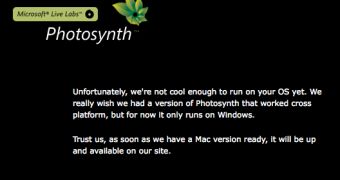 Microsoft's featured message on the Photosynth site