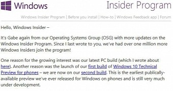 Microsoft email sent to insiders this morning