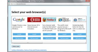 Microsoft's web browser choice screen