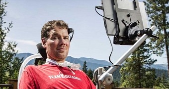 Steve Gleason uses a Surface-based eye-typing system