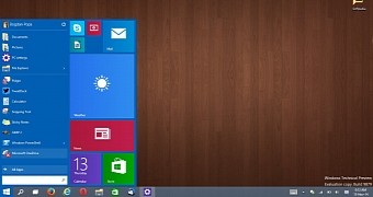 Windows 10 build 9879 Start menu