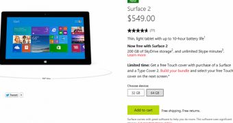 The Surface 2 64 GB is the only version included in the promo