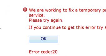The error returned by Windows Live Hotmail