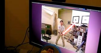 The Hacked Microsoft Kinect creating a lightsaber