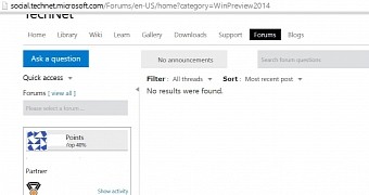 The TechNet forum is still unavailable right now