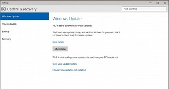 Windows Update in Windows 10 build 9926