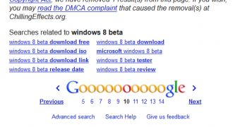 Google has already removed one entry for the "Windows 8 beta" search query