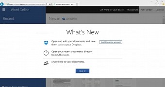 Dropbox is now directly integrated in Office Online
