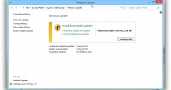 Windows Update screen in Windows 8.1