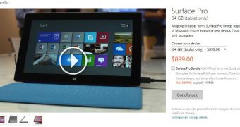 The 128 GB model is the only Surface Pro tablet now available
