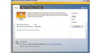 Security Essentials will display upgrade notifications in the main window