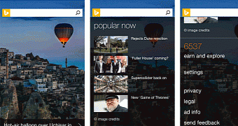Homepage Screenshots: on load view, focus on Popular Now, Rewards & Settings