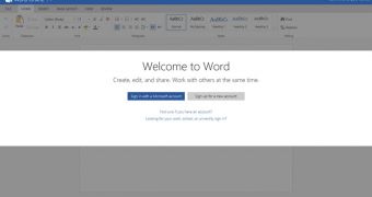 Word Online allows users to create documents in the Metro UI