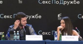 Mila Kunis and Justin Timberlake promote “Friends with Benefits” in Moscow