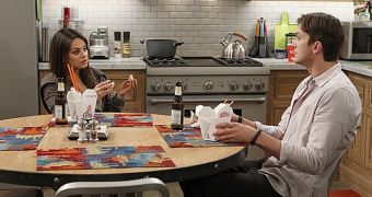 Mila Kunis and Ashton Kutcher use their time together on "Two and Half Men" to poke fun at their celebrity relationship