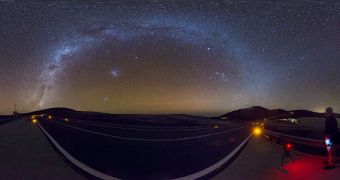 The core of the Milky Way can be seen arching over Cerro Paranal in this new image