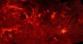 This mosaic image is the most comprehensive infrared survey of the galactic core ever conducted
