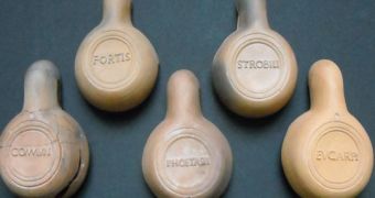 Ancient Roman oil lamps of different brands found in Modena