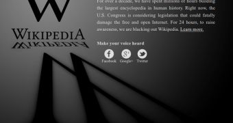 Wikipedia has been blackedout to in protest of SOPA and PIPA