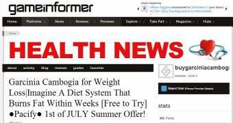 Game Informer blogs used to advertise shady miracle diets (click to see full)