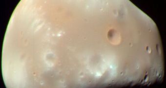 This image of Deimos was collected by the NASA Mars Reconnaissance Orbiter in 2009