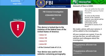 Ransomware scans Android device, informs victim of "violations" and locks the phone