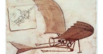 Leonardo da Vinci's drawing of a bird-like flying machine