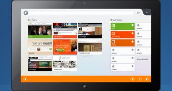 Firefox for Windows 8 mockup - the start page