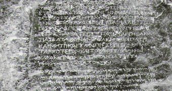 Bilingual (Greek and Aramaic) inscriptions by king Ashoka at Kandaha, roughly 3rd century BCE