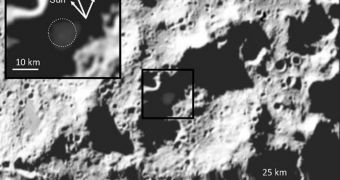 Image showing the debris plume that LCROSS kicked up when it slammed into the Moon