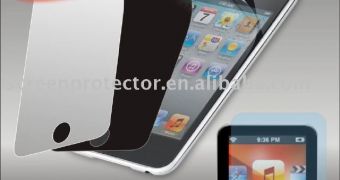 Renderings of Apple's alleged new iPods used to advertise ptotective film